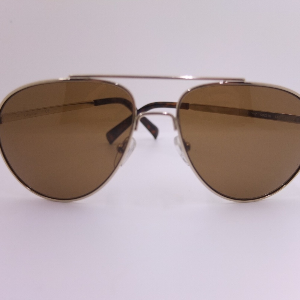 Calvin Klein Gold Brown Lens Aviator Sunglasses